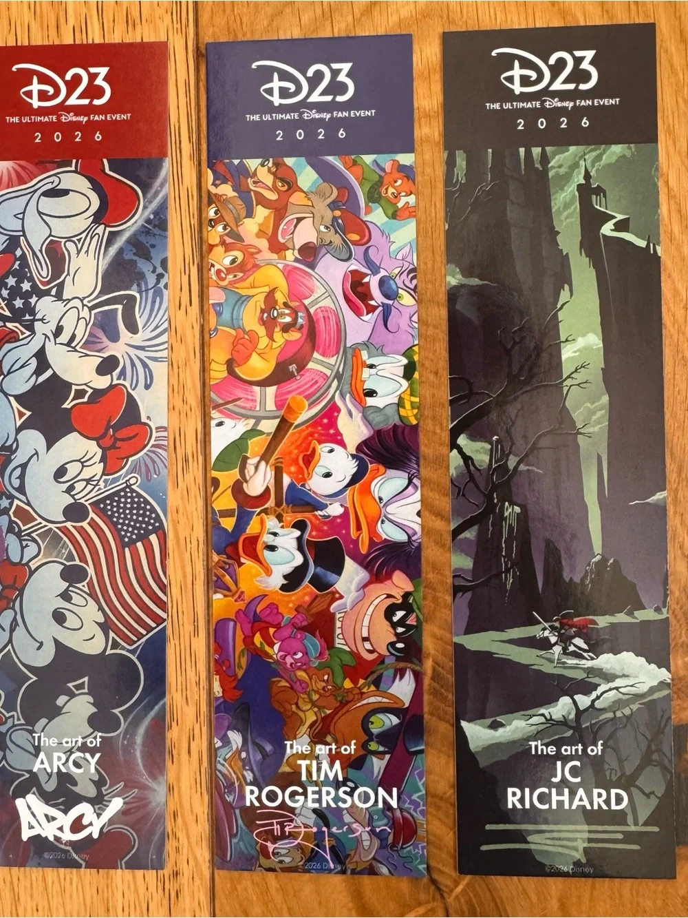 D23 THE ULTIMATE DISNEY FAN EVENT 2026 FINE ART SET OF 6 BOOKMARKS PRINTS